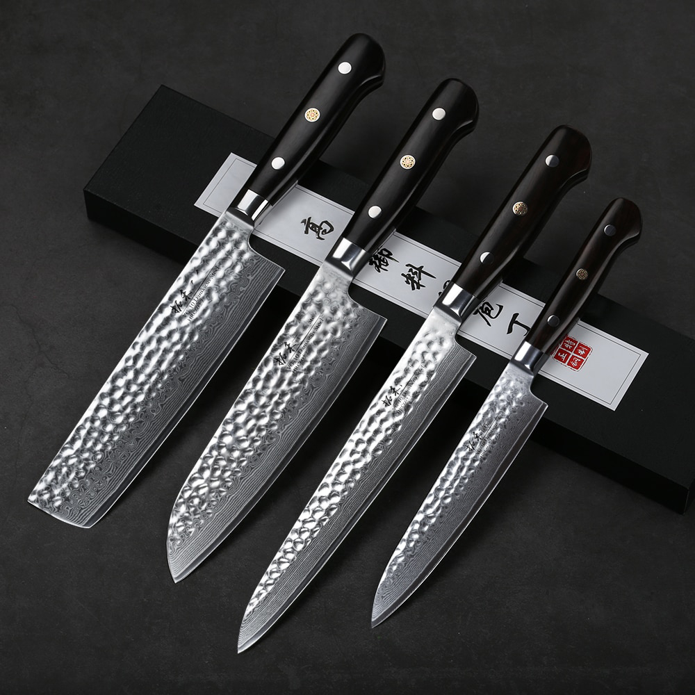  Enso Knife Set - Made in Japan - HD Series - VG10 Hammered  Damascus Japanese Stainless Steel with Slim Knife Block - 5 Piece: Home &  Kitchen